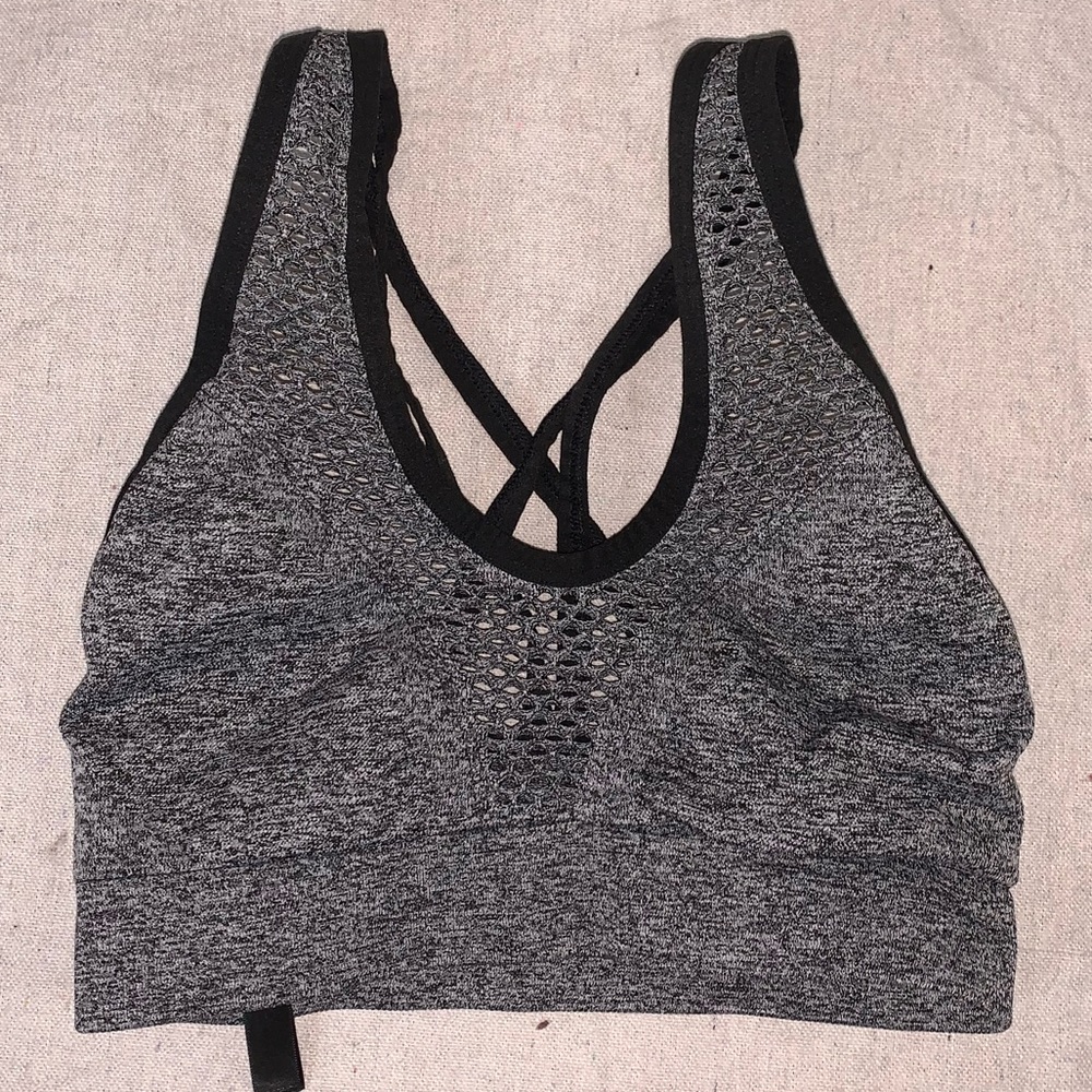 Victoria Sport Melange Sports Bra Mesh Front Size Small Gray